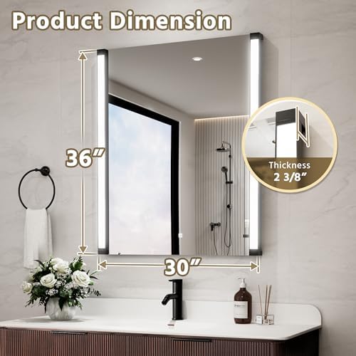 30" Wx36 H LED Mirror for Bathroom Vanity Mirror, 270° Rotatable LED Arms for - Image 5