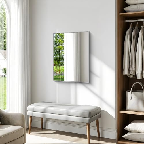 BONEWEI Silver Bathroom Mirror, 24x30 inch Wall Mirror - Image 6