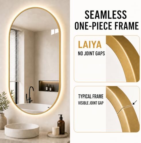 LAIYA 36x22 Inch Oval LED Bathroom Mirror - Image 6