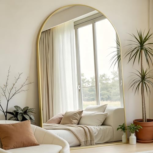 Prywot Full Length Mirror, Oversized 86"x46" Arched-Top Floor Mirror - Image 3