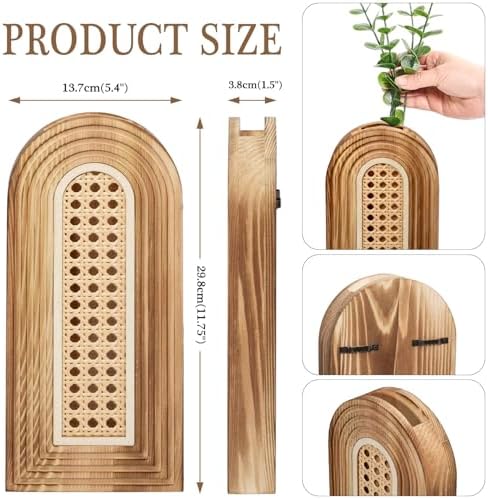Dnnnii 2 Pack Wooden Wall Vase Set - Image 2
