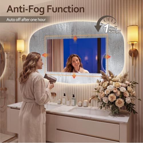 40''x30'' Backlit Mirror Bathroom Wall Rectangular Oval, LED Bathroom Mirror - Image 4
