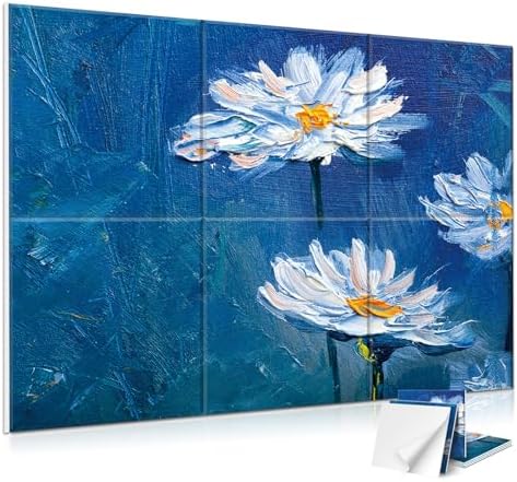 JBER 6 Pack Art Acoustic Panels 72" x 48", Blooming Daisies by JBER