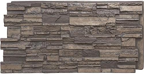 EverStone Cascade Faux Stone Panel, 48 5/8"W x 24 3/4"H x 1 1/4"D, Cascade by EkenaMillwork