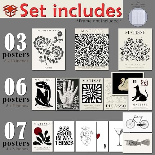16 Pcs Unframed Black and White Matisse Picasso Art - Image 2