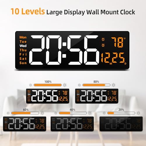 LEIKE 16.2" Digital Wall Clock – RGB, Dual Alarm, Auto-Brightness - Image 5