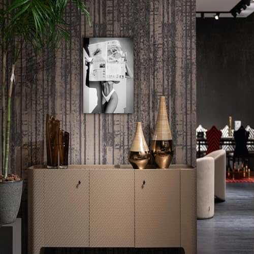 Sexy Glamorous Newspaper Reader Poster Feminist Hot Girls Canvas Wall Art Retro - Image 4