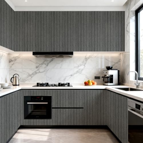 3D Wall Panel Peel and Stick, 15.7 x 118 in, Dark Gray - Image 3