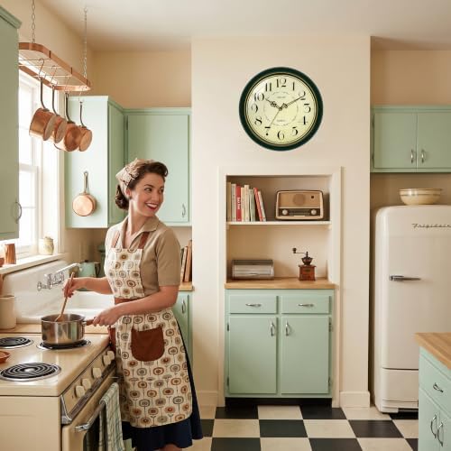 Geevon 12" Silent Wall Clock, Retro Battery Operated Decorative Clock - Image 5