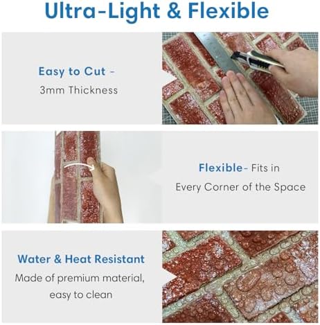 COMSTICKC 3D Faux Brick Wall Panels Peel and Stick - Image 4