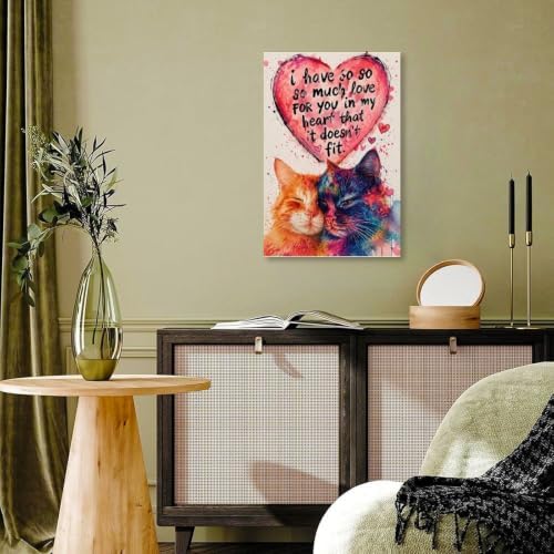 Colorful Cat Couple Love Poster Watercolor Cat Canvas Wall Art - Image 7