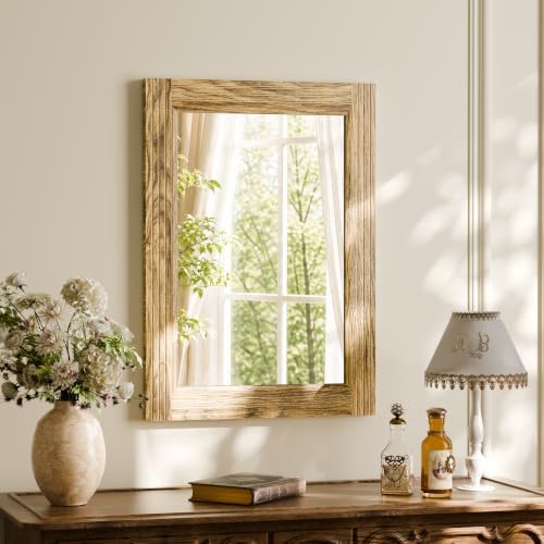 Rectangular Wall Mirror 36" x 24", Solid Wood Frame Bathroom Mirror - Image 2