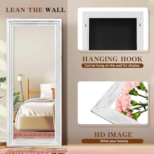 76x34in Full Length Mirror, 3-Tier Stepped Solid Wood Frame - Image 4