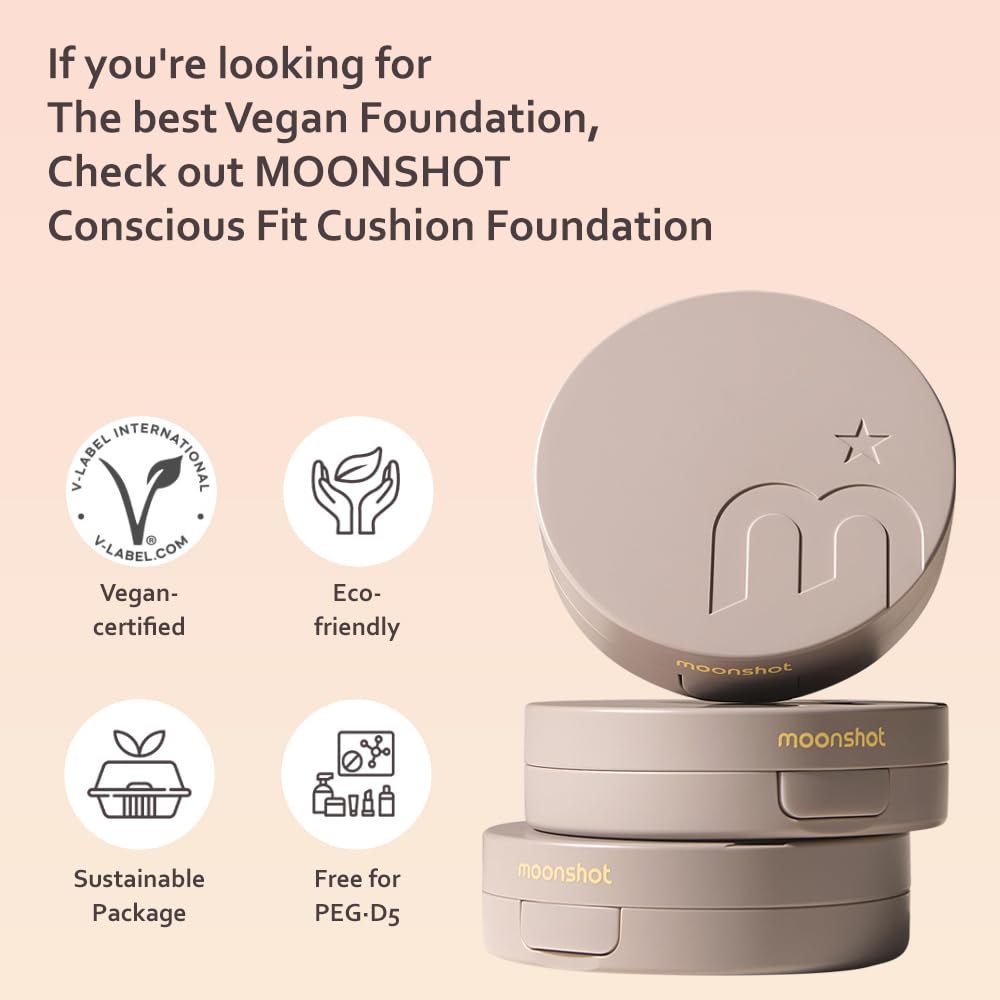 MOONSHOT KOREA Conscious Fit Cushion Foundation Flawless Coverage,Glass skin,Long-Lasting, Lightweight, Buildable Coverage,k-beauty (21N Cosmic Vanilla, [refill] Conscious Fit Cushion)