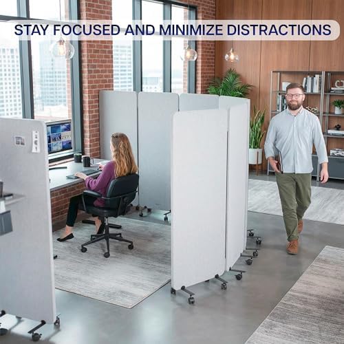 VIVO Freestanding 145 x 66 inch Privacy Panel System, Mobile Cubicle Divider - Image 7