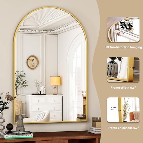 HARRITPURE 16"x24" Arched Bathroom Mirror - Image 3