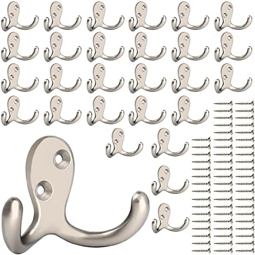 IBosins 28 Pack Heavy Double Prong Coat Hooks Wall Mounted by IBosins