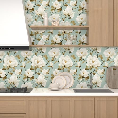 Laatse Vintage Blue Floral Bird Wallpaper Peel and Stick 17.5" × 393" - Image 4