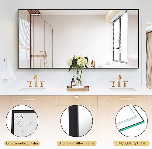 Koonmi 71"x30" Floor Mirror Full Length, Large Black Mirror - Image 4