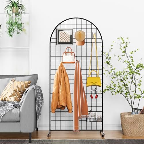 VGMiu Grid Wall Panel 2.6' x 5.8' FT Metal Grid Display Stand 1PCS Black - Image 4