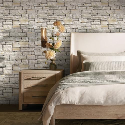Commomy Peel and Stick Faux Stone 3D Wall Panels 12 pcs of 22.8" x 11.8" - Image 2