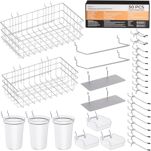 INCLY 30PCS Peg Board Organizer Accessories Kit by INCLY