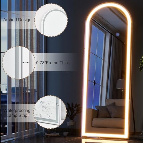 GLSLAND Arched LED Mirror Full Length Standing - Image 6