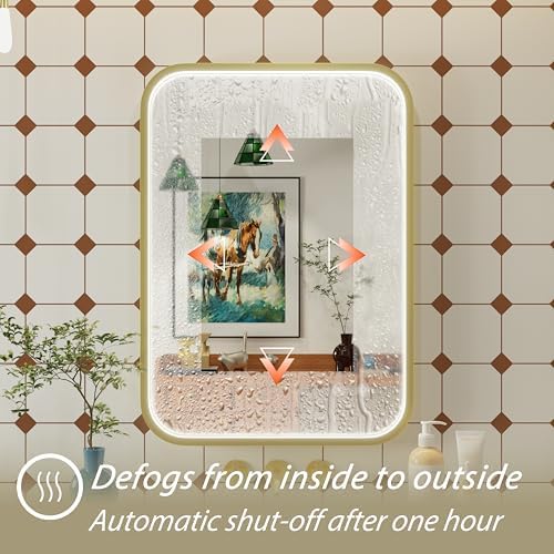 20"x28" Gold LED Bathroom Mirror - Image 4