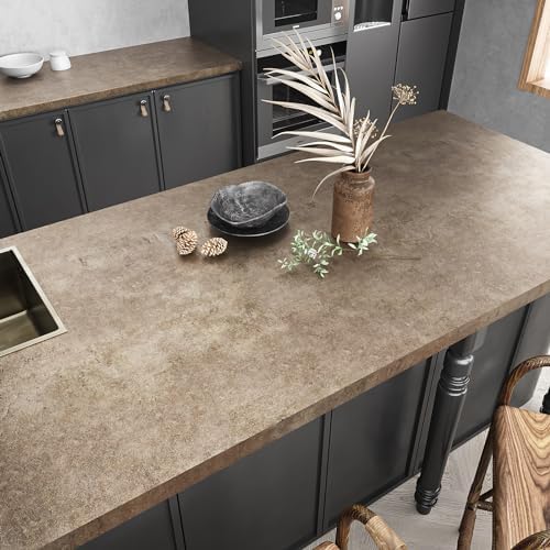 VEELIKE 118''x32'' Wide Metallic Wallpaper Stick and Peel Grunge Brown Concrete - Image 5