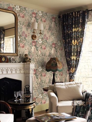 Ismoon Floral Wallpaper Peel and Stick Vintage Brown Contact Paper - Image 3