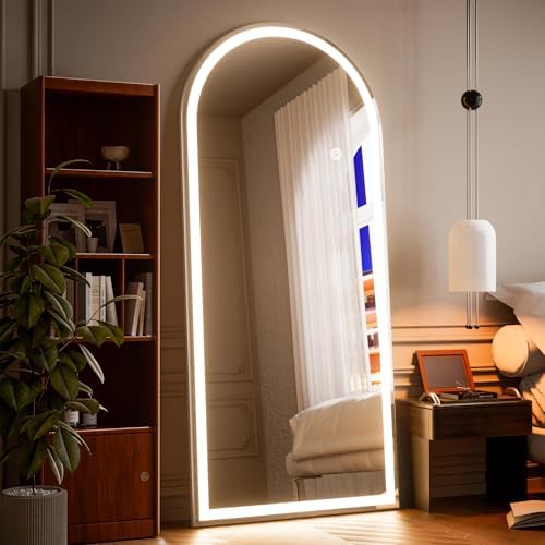 65"x26" Dimmable 3-Color Arched LED Full Length Floor Body Mirror by VETROVUE