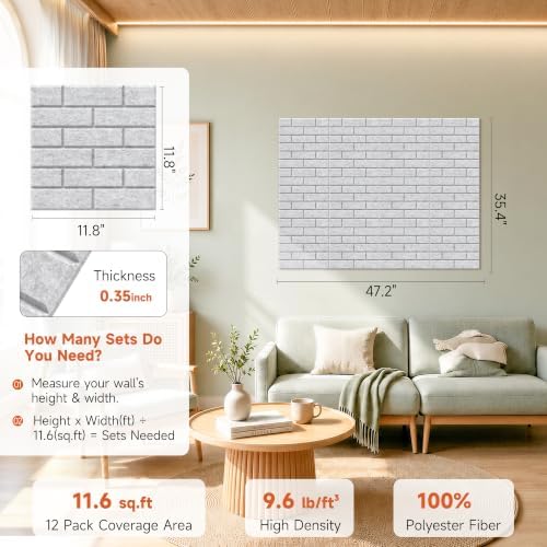 Acoustic Panels with Self Adhesive, 12 Pack Sound Absorbing Panels - Image 2
