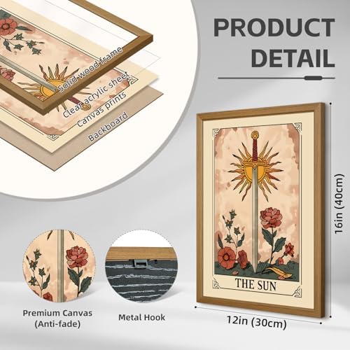 Tarot Card Wall Art Sun Moon Canvas Wall Decor Mystical Astrology Wall Art Boho - Image 2