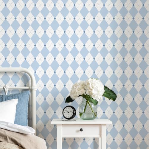 Simon&Siff Retro Checkered Peel and Stick Wallpaper Light Blue and White - Image 3