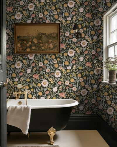 Dimoon Vintage Peel and Stick Wallpaper Boho Dark Floral Contact Paper - Image 5