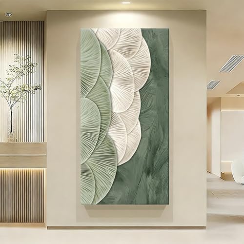 ONEOLTN Large Textured Abstract Green Wall Art Mid Century Natural Botanical by Unknown