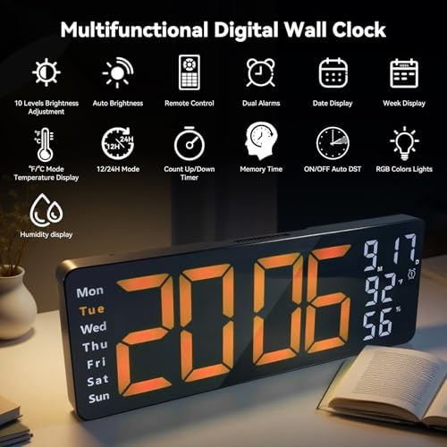 Digital Wall Clock Large Display, 17.3" Digital Clock - Image 2