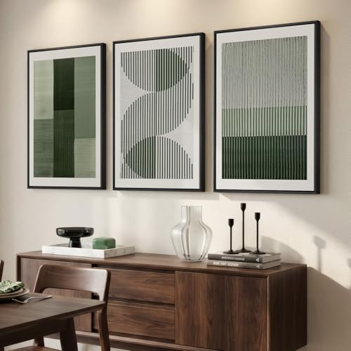 Large Framed Sage Green Abstract Wall Art - Image 2