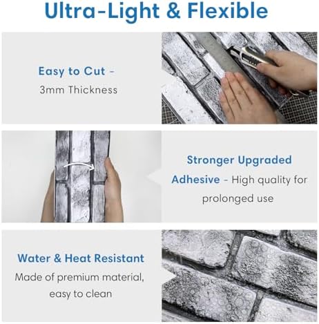 COMSTICKC 3D Faux Brick Wall Panels Peel and Stick - Image 5
