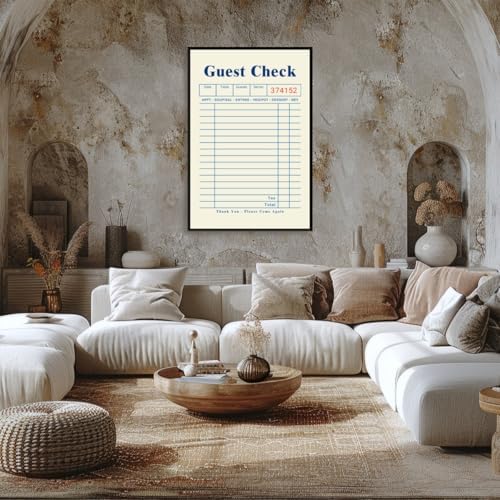 Blue Blank Guest Check Posters Trendy Retro Wall Art fun Diner Art Canvas Print - Image 5