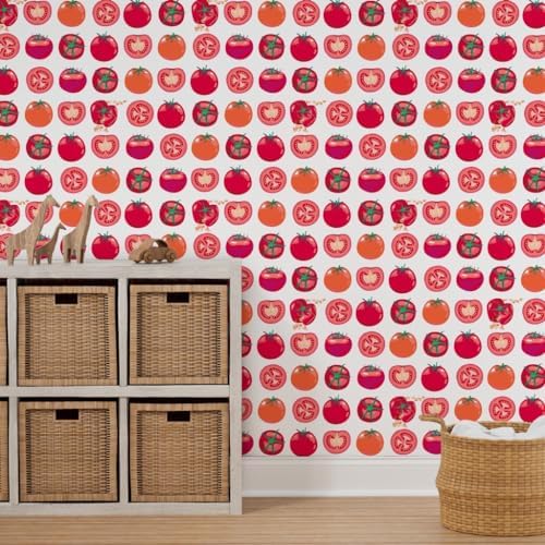 Spoonflower Tomatoes Summer Peel and Stick Removable Wallpaper - Image 7