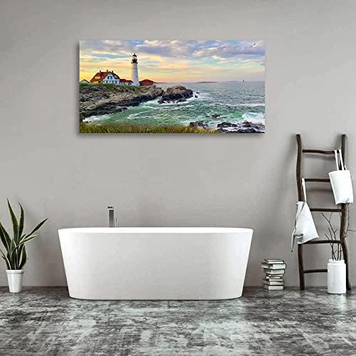 tigeridge Portland Head Light Coastal Wall Art Canvas 29" x 58" - Image 5