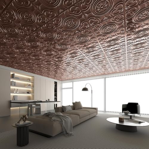 WOWSTAR 12-Pack 24"x24" Drop Ceiling Tiles, Waterproof Glue up Ceiling Panels - Image 2