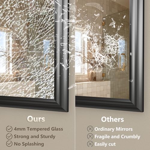 30x36 Inch Black Bathroom Mirror - Image 5