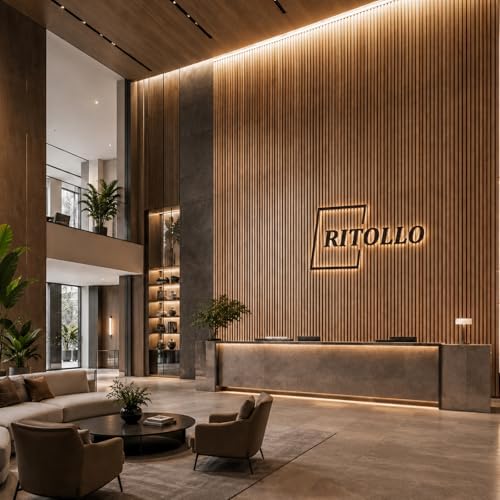 RITOLLO Wood Panels for Wall, 4 Pack Wood Slat Acoustic Panels, 118 x 11 in 3D - Image 7