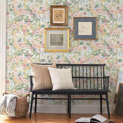 Ismoon Peel and Stick Wallpaper Boho Pink Floral Contact Paper 16.1" x - Image 4