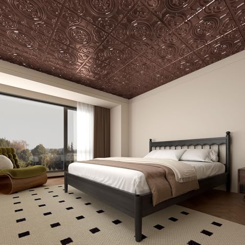 WOWSTAR 12-Pack 24"x24" Drop Ceiling Tiles, Waterproof Glue up Ceiling Panels - Image 3