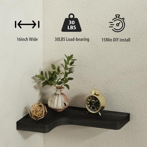 SAUMONIERES Corner Floating Shelves Wall Mount Shelf Solid Wood - Image 5