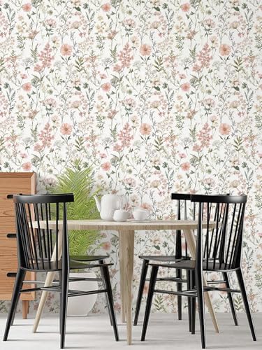 Orainege Pink Floral Peel and Stick Wallpaper Self Adhesive Wallpaper - Image 3