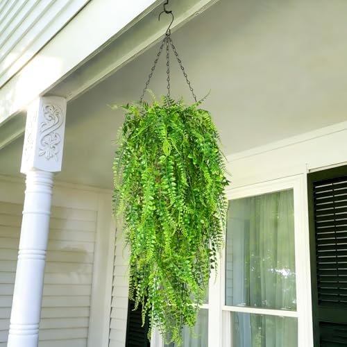 Waipfaru 4Pcs Fake Ferns Fake Hanging Plants Artificial Ferns Vine Greenery - Image 7